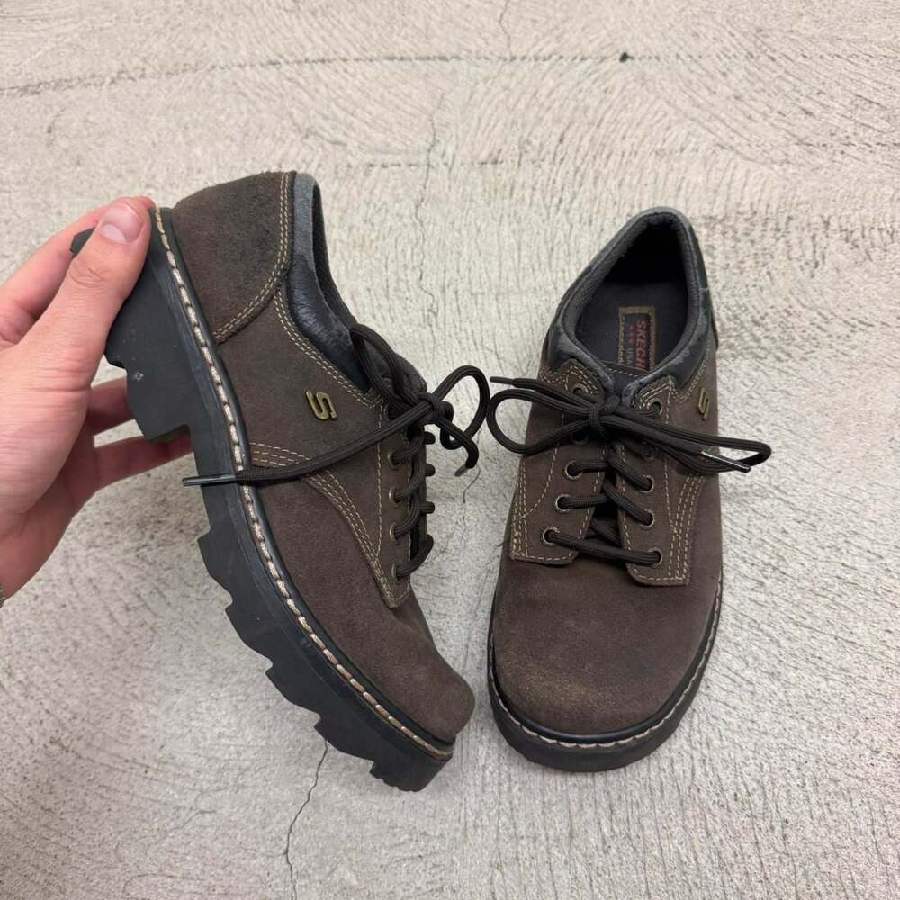 Skechers Brown Leather Chunky Jammers Loafers 45120